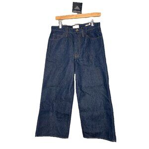 Frame Le Italian Wide Leg Dark Blue 30 Made Italy Crop Rinse Rigid Denim